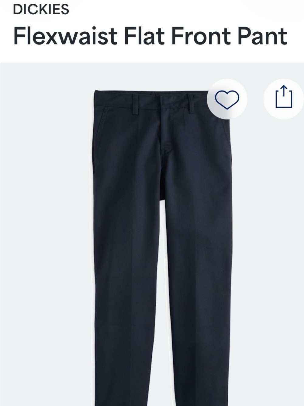 Dickies Boys Navy Flat-Front Dress Pants